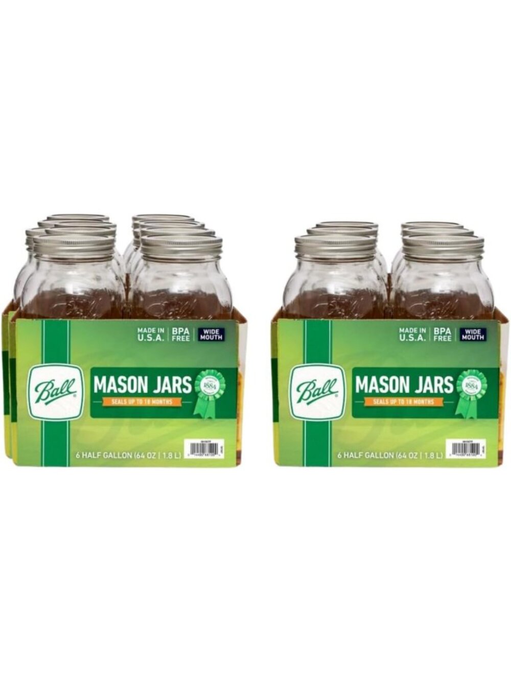 Optimized Title: "Set of 6 Clear Half Gallon Jars with Lids & Bands - Perfect